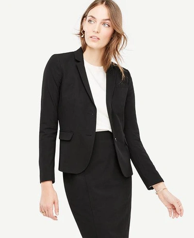 Ann Taylor Petite Tropical Wool One Button Perfect Blazer In Black