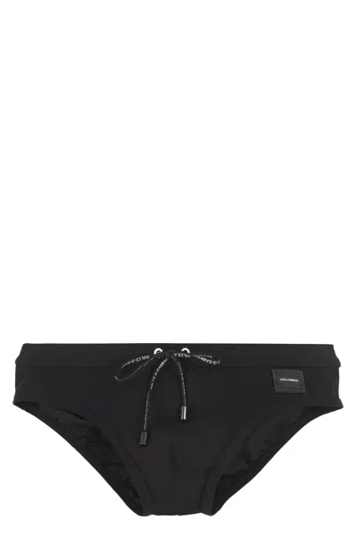 Dolce & Gabbana Logo Swim Briefs In Black