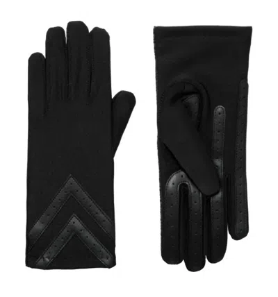 Isotoner Women's Smartdri Smartouch 3 Button Length Chevron Gloves In Black