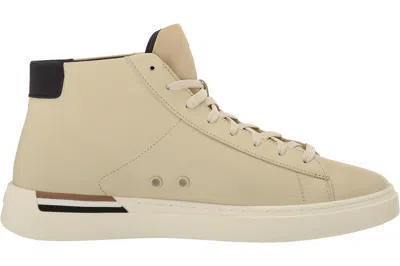 Hugo Boss Men's Clint High Top Leather Sneaker Rubber Shoes Navajo Cream In White
