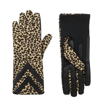 Isotoner Women's Smartdri Chevron Stretch Touchscreen Gloves In Leopard Print In Multi