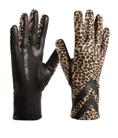 Isotoner Women's Smartdri Smartouch 3 Button Length Chevron Gloves In Leopard In Multi