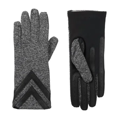 Isotoner Women's Smartdri Chevron Stretch Touchscreen Gloves In Black Heather