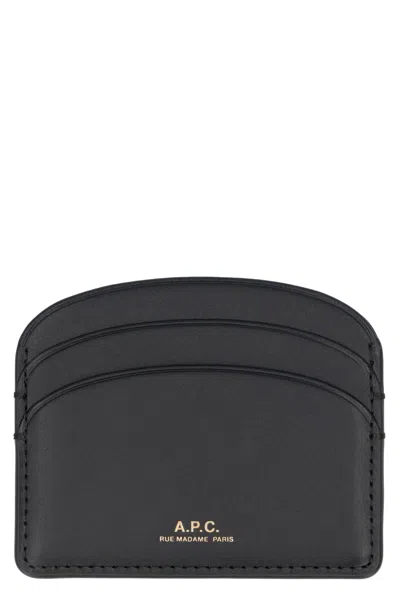 Apc Lune Leather Card Holder In Black