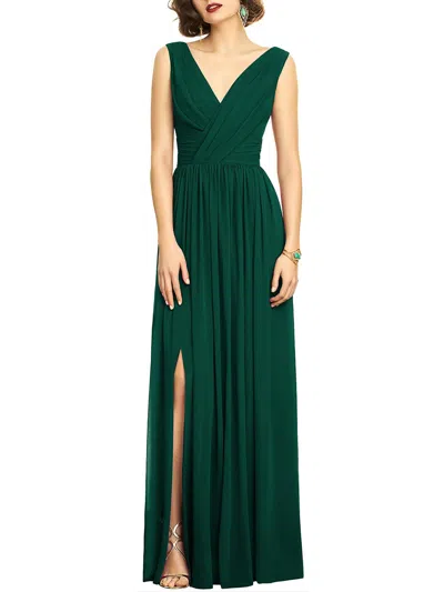 Dessy Collection By Vivian Diamond Womens V-neck Maxi Evening Dress In Green