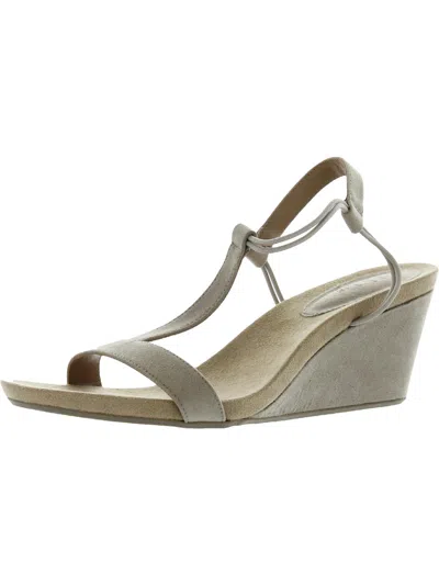 Style & Co Mulanf Womens Faux Suede Slip On Wedge Sandals In Grey