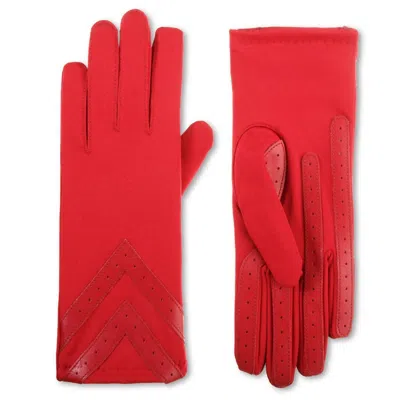 Isotoner Women's Smartdri Chevron Stretch Touchscreen Gloves In Chili In Pink