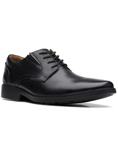 Clarks Lite Low Mens Leather Square Toe Oxfords In Black