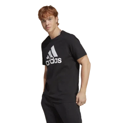 Adidas Originals Men's Essentials Single Jersey Big Logo Short Sleeve Crewneck T-shirt In White/black