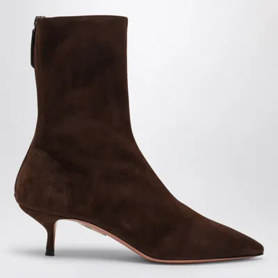 Aquazzura Suede Ankle Boot In Brown