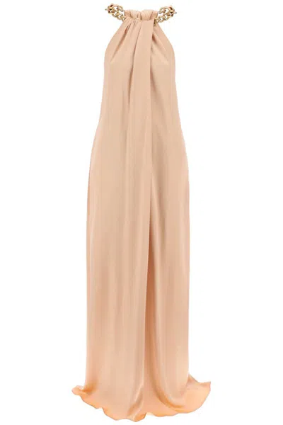 Stella Mccartney Maxi Satin Dress With Necklace In Pink