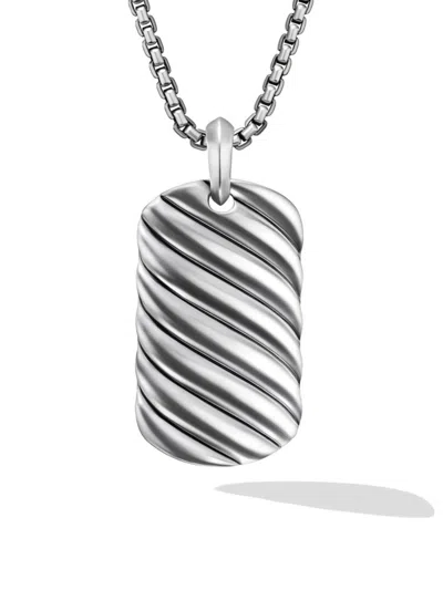 David Yurman Men's Sculpted Cable Tag In Sterling Silver, 42mm