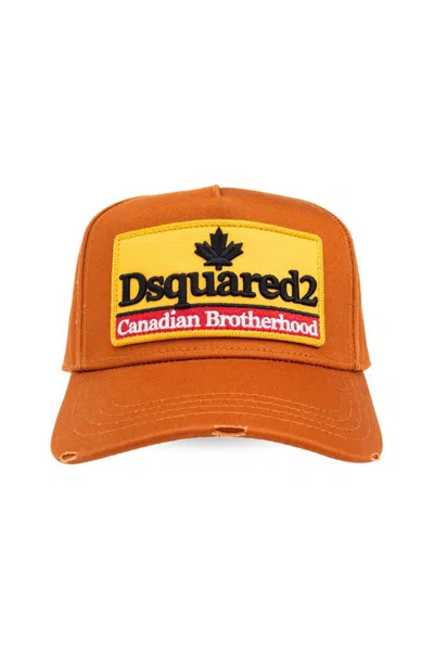 Dsquared2 Logo Patch Baseball Cap In Orange