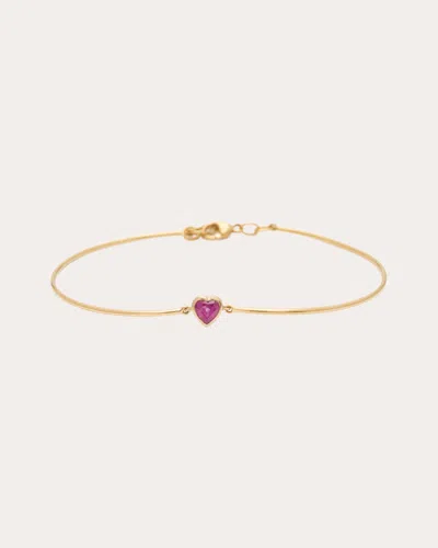 Yi Collection Women's Ruby Heart Bangle Bracelet In Pink