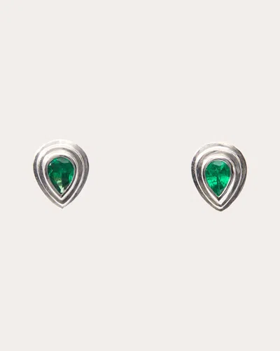 Yi Collection Women's Tsavorite Frame Stud Earrings In Green