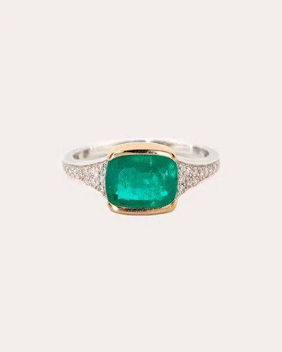 Yi Collection Women's Cushion Emerald & Diamond Eternal Ring In Green