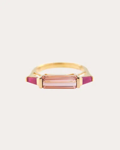 Yi Collection Women's Pink Tourmaline & Ruby East-west Ring 18k Gold