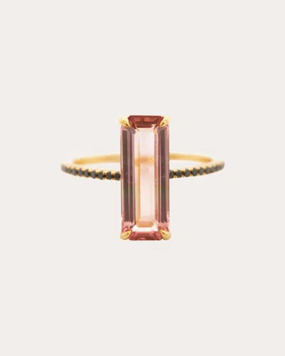 Yi Collection Women's Pink Tourmaline & Black Diamond Ring 18k Gold