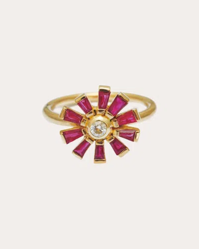 Yi Collection Women's Ruby & Diamond Daisy Ring In Pink