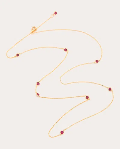 Yi Collection Women's Long Ruby Dot Necklace In Gold
