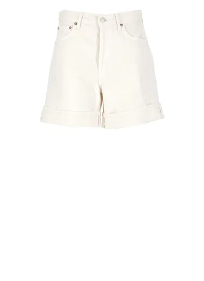 Agolde Cotton Bermuda Shorts In White