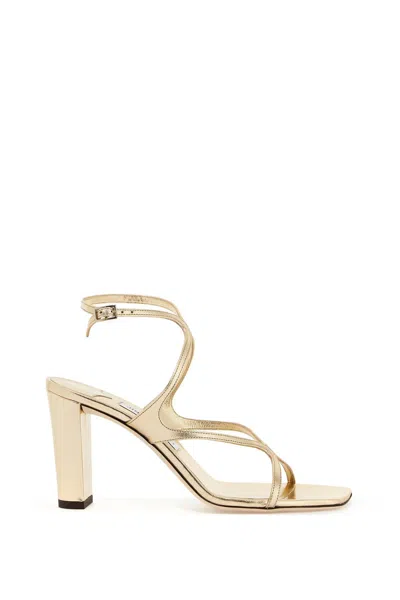 Jimmy Choo Azie 85 Metallic Leather Sandals In Gold