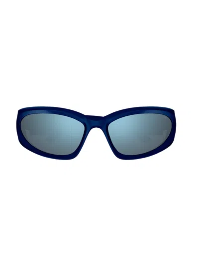 Balenciaga Eyewear Swift Oval Frame Sunglasses In 009 Blue Blue Blue