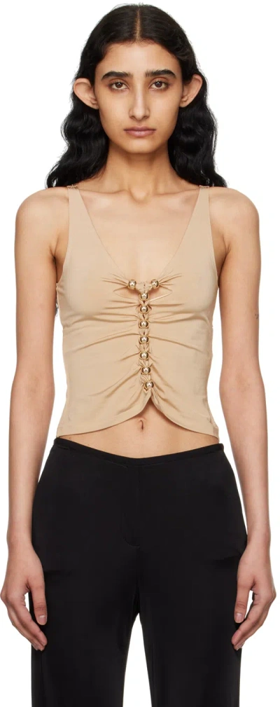 Rabanne Bead-embellished Cut-out Tank Top In Neutrals