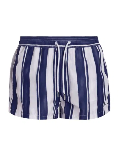 Jacquemus Striped Swim Shorts In Blue