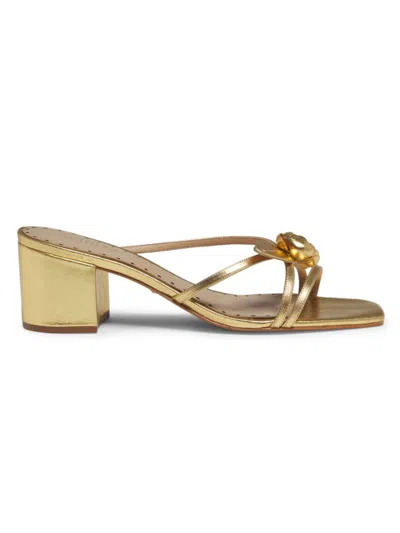 Schutz Women's Alma 63mm Metallic Leather Sandals In Gold