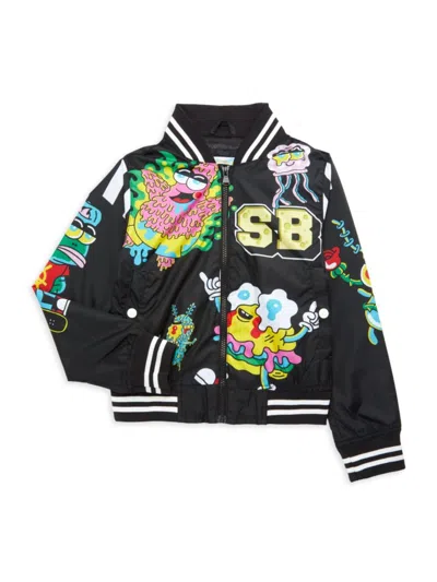 Members Only Kids' Boy's Graphic Bomber Jacket In Black