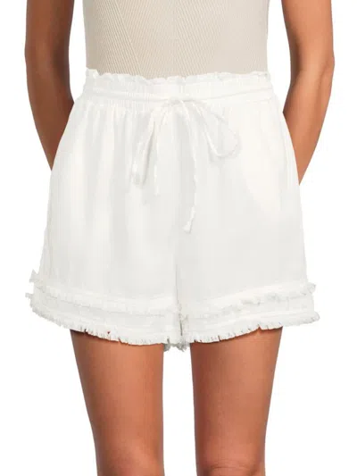 Saks Fifth Avenue Women's Frayed Trim Drawstring Shorts In White