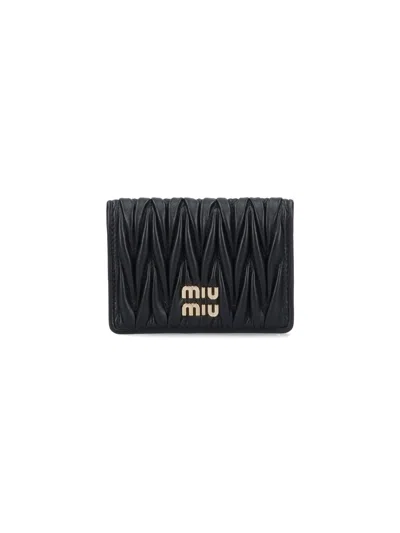 Miu Miu Matelassé Card Holder In Black  