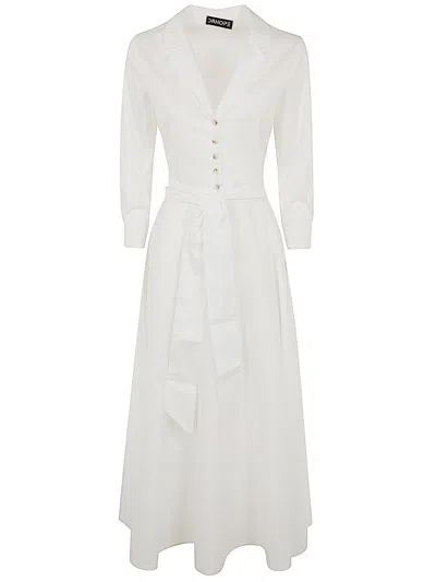 Drhope Flared Maxi Shirtdress In White