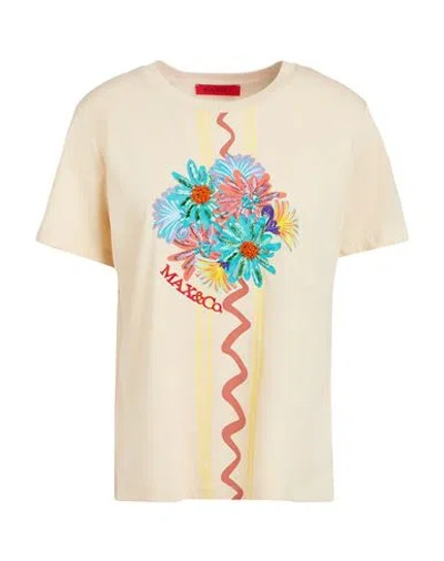 Max & Co Embellished Calibri T-shirt In Beige