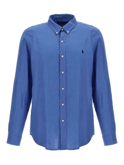 Polo Ralph Lauren Logo Shirt Shirt, Blouse Light Blue In Azul Claro