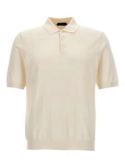 Zanone Cotton Polo Shirt In Blanco