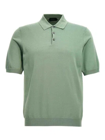 Zanone Cotton Polo Shirt In Verde