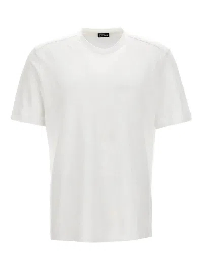 Zegna T-shirt En Lin Blanc In White