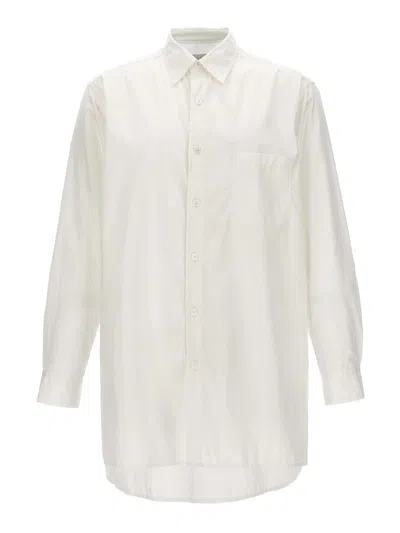 Yohji Yamamoto Collarless Cotton Shirt In White