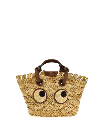 Anya Hindmarch Paper Eyes Small Shopping Bag In Beige