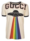 Gucci Ufo Rainbow Print T-shirt In Bianco