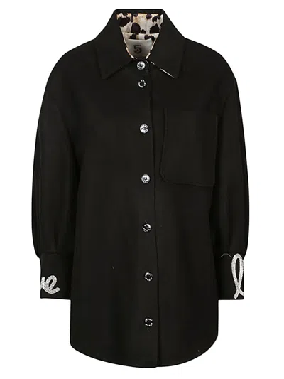 5 Progress Embroidered Wool Blend Jacket In Black