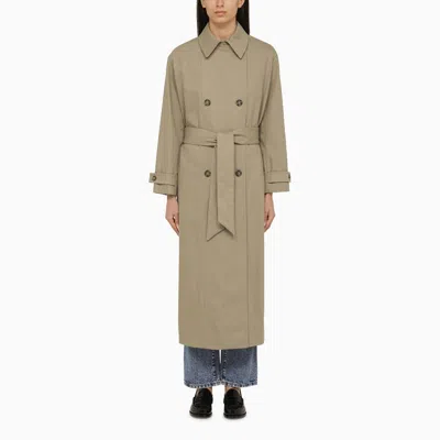 Apc Louise Beige Double-breasted Trench Jacket With Belt