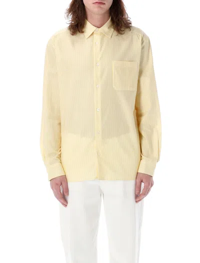 Apc Men's Vertical Stripe Short Sleeve Shirt In Yellow