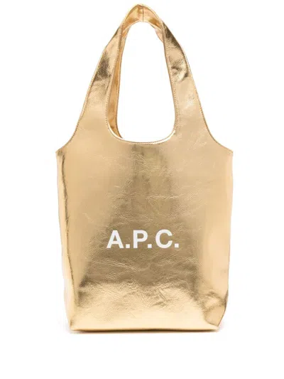 Apc Metallic Small Tote Handbag For Women In Gold