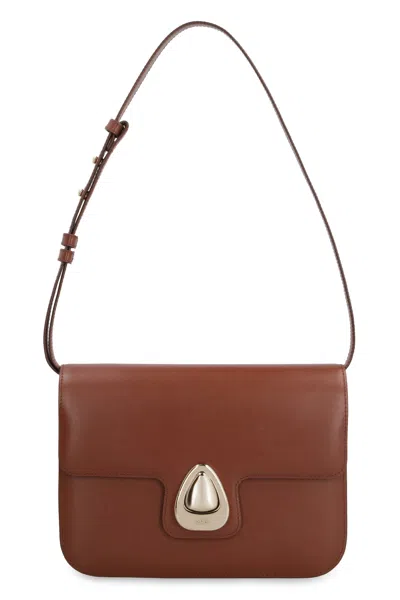Apc Saddle Brown Leather Shoulder Bag For Women