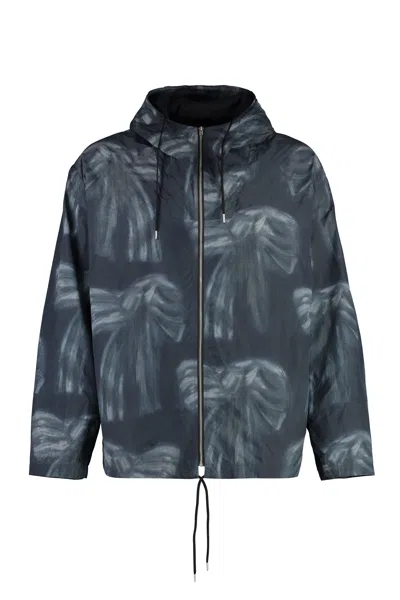 Acne Studios Men's Water-resistant Hooded Raincoat With Drawstring Hem In Multicolor