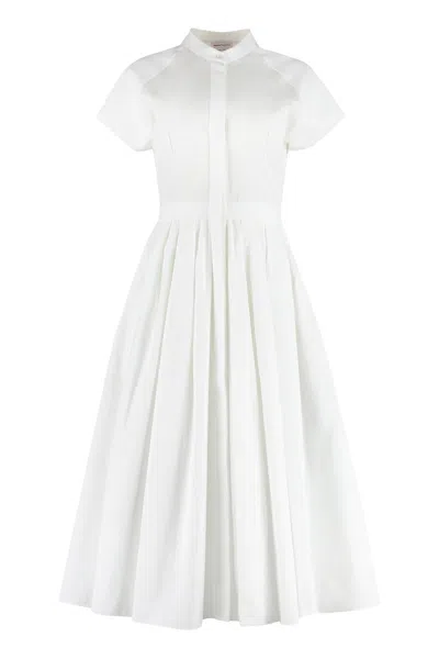 Alexander Mcqueen White Cotton Midi Dress