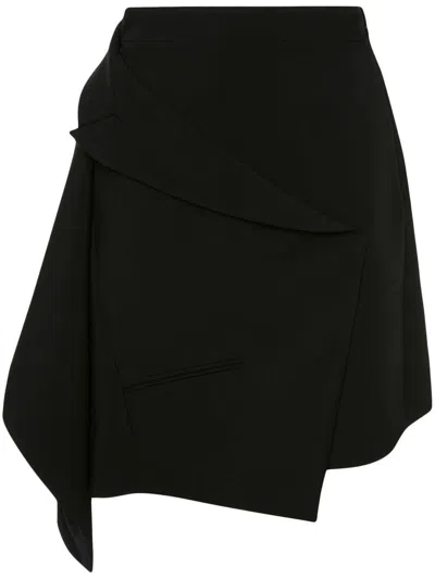 Alexander Mcqueen Black Draped Mini Skirt For Women